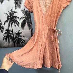Peach polkadot side tie dress